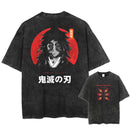Camiseta Masculina Oversized Demon Slayer Rengoku Kyoujurou Estilo Harajuku Vintage
