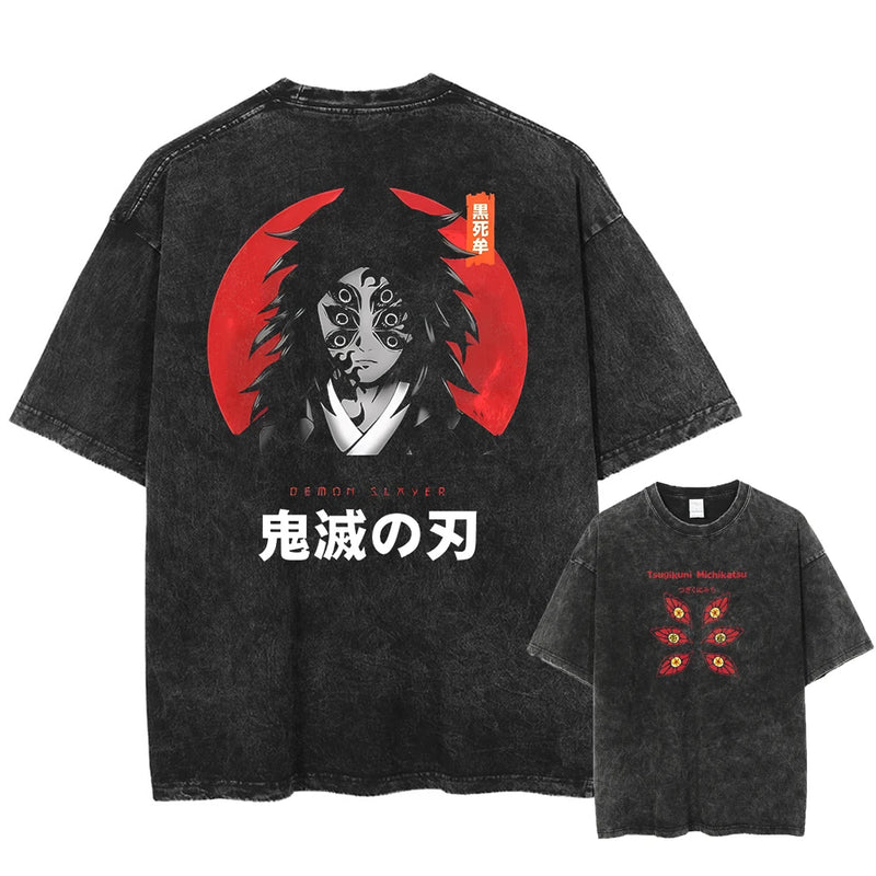 Camiseta Masculina Oversized Demon Slayer Rengoku Kyoujurou Estilo Harajuku Vintage
