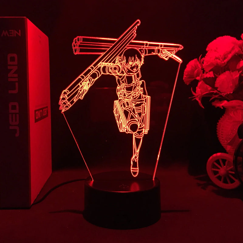Luminária 3D LED Attack on Titan – Mikasa & Eren