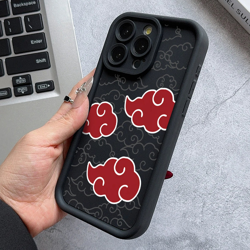 Case Akatsuki – Nuvem Vermelha Soft Shield para iPhone | Estilo Naruto & Proteção Antichoque