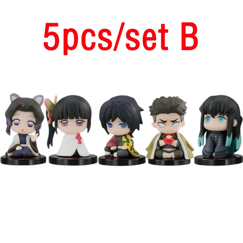 Demon Slayer Figure Set – 10pcs Q Version Sitting Figures, PVC Colecionável