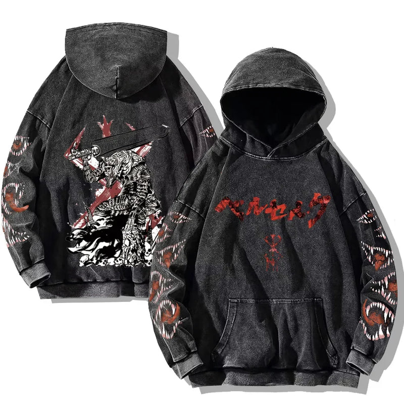 Moletom Oversized Berserk Estilo Gothic Vintage Harajuku Unissex
