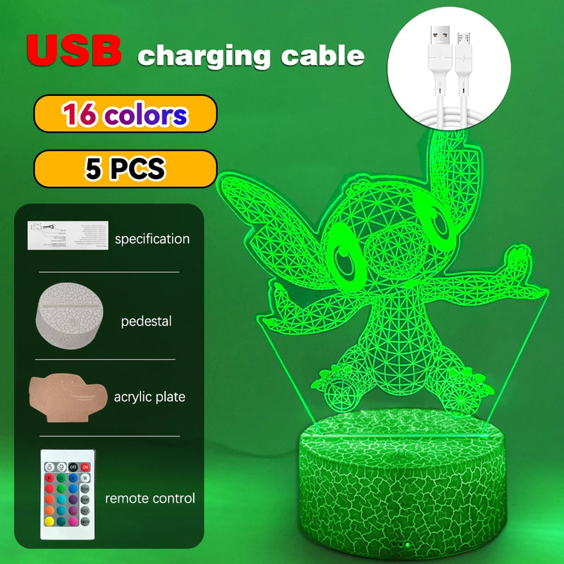 LED Night Light Illusion – Stitch 3D Lamp