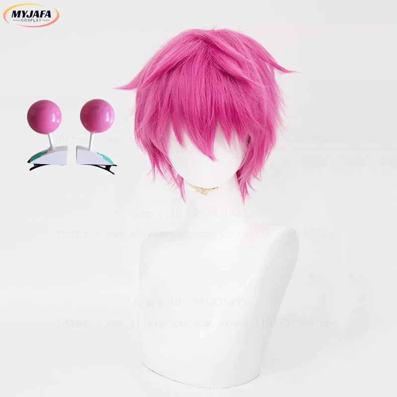 Cosplay Saiki Kusuo – Peruca Rosa + Acessórios | Alta Qualidade