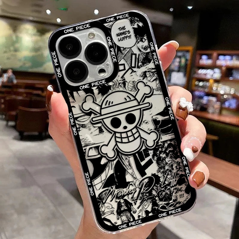 Case One Piece – Luffy Logo Transparente para iPhone | TPU Premium & Estilo Minimalista