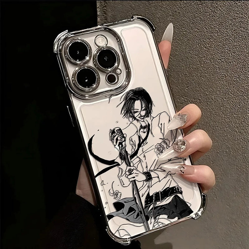 Anime Cool Nana Osaki Line Plating Case For iPhone – Y2K Anti-Fall Airbag Cover