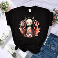 Camiseta Feminina Demon Slayer Nezuko & Tanjirou Estilo Manga Anime