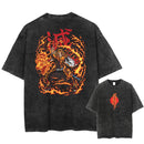 Camiseta Masculina Oversized Demon Slayer Rengoku Kyoujurou Estilo Harajuku Vintage