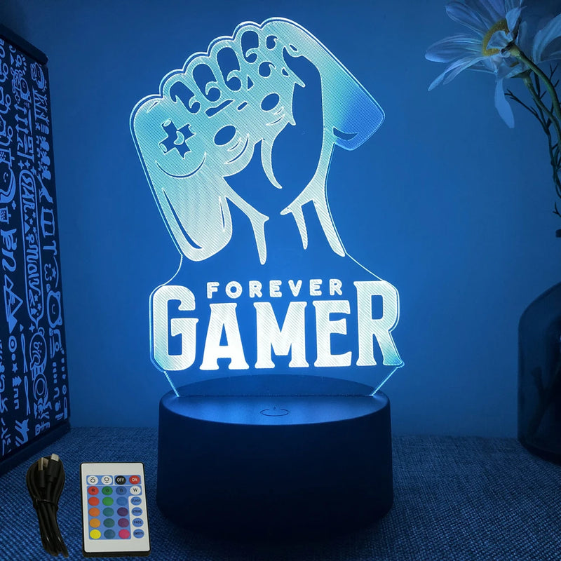 NEON GAMER 3D Lamp LED Night Light Gaming Setup RGB Children's Lamps Gamer Room Decoration Bedroom Table Lamp Personalized Gifts