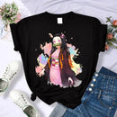 Camiseta Feminina Demon Slayer Nezuko & Tanjirou Estilo Manga Anime