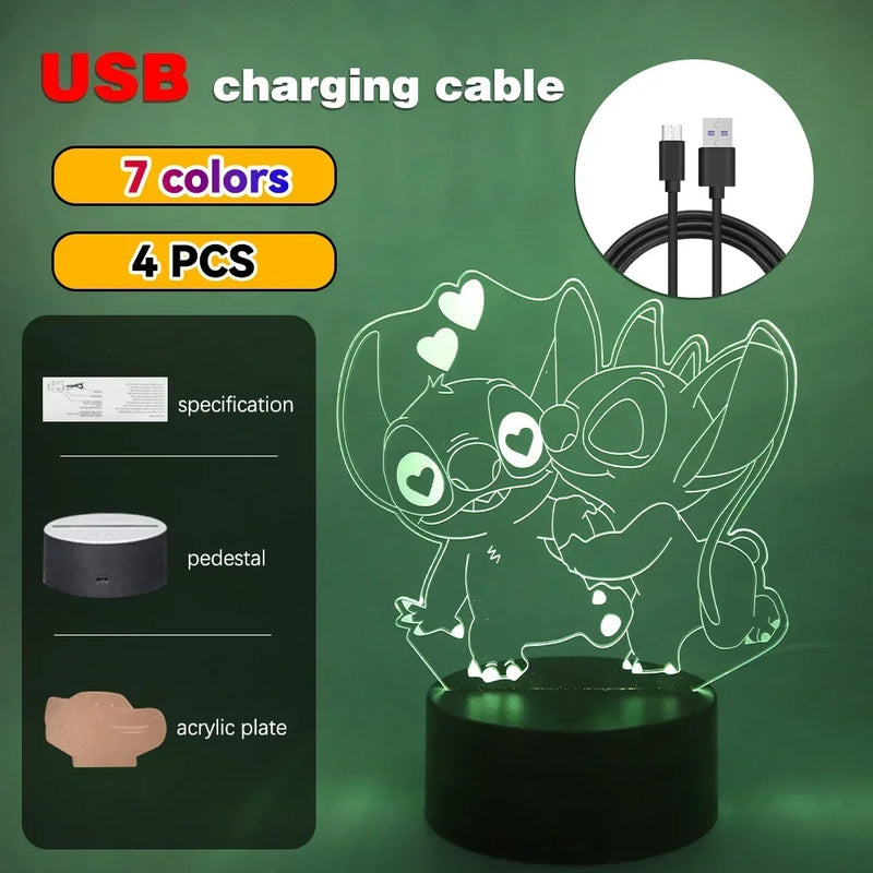 LED Night Light Illusion – Stitch 3D Lamp