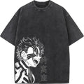 Camiseta Oversized Demon Slayer Akaza Estilo Vintage Manga Unissex