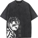 Camiseta Oversized Demon Slayer Akaza Estilo Vintage Manga Unissex