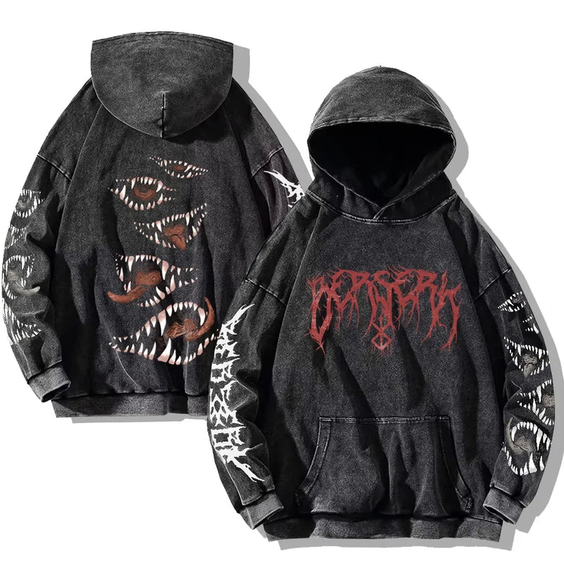 Moletom Oversized Berserk Estilo Gothic Vintage Harajuku Unissex