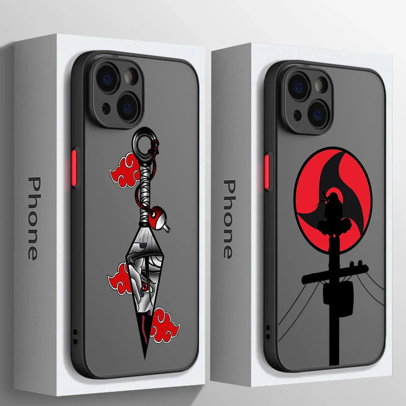 Case Naruto – Nuvem Vermelha Matte Transparente para iPhone | Estilo Premium & Proteção Leve