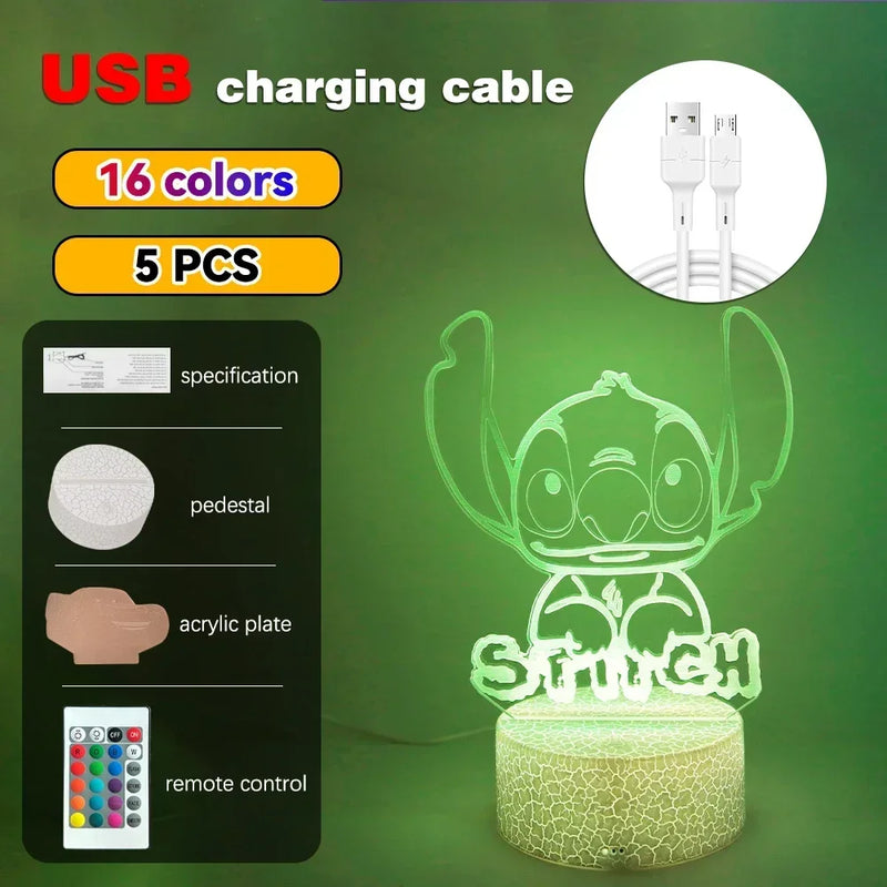 LED Night Light Illusion – Stitch 3D Lamp