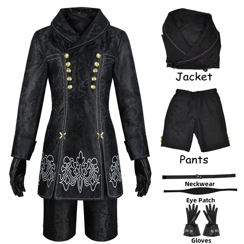 👗 Cosplay Nier Automata 2B & 9S — Traje Completo com Peruca 🎭