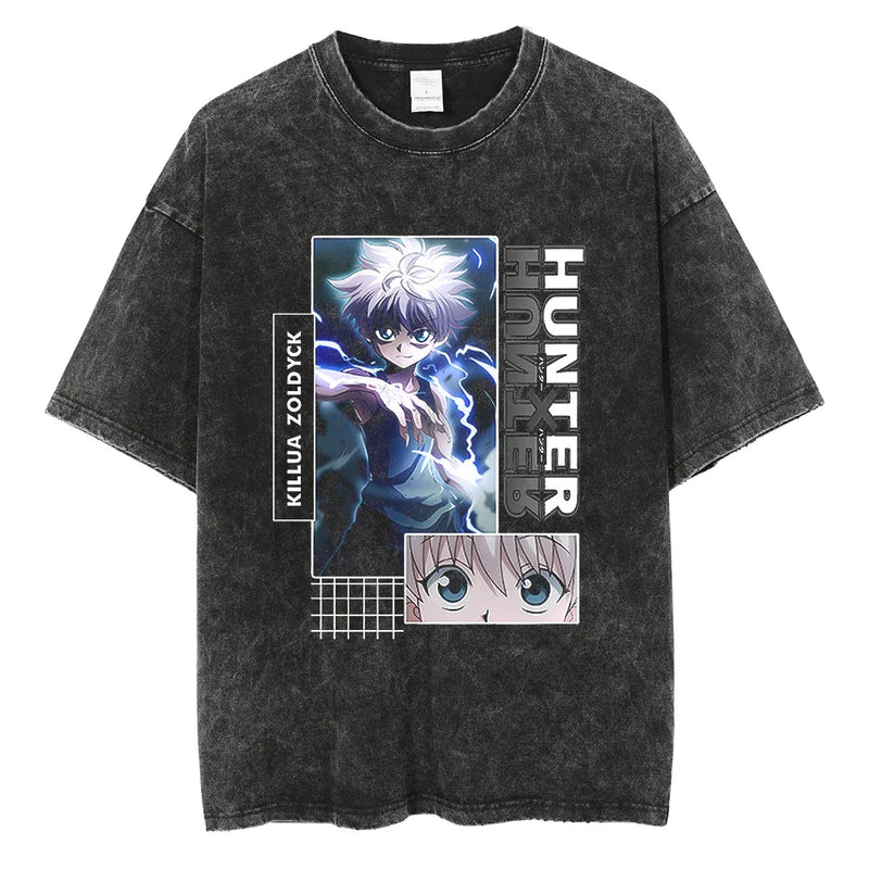 Camiseta Oversized Hunter×Hunter Kurapika Estilo Streetwear Vintage Unissex
