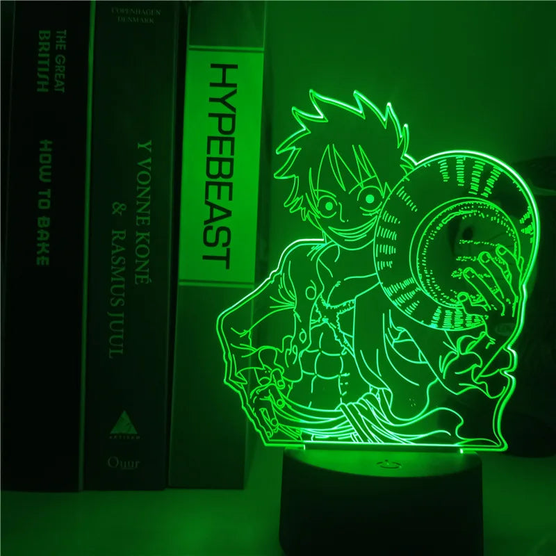 Anime ONE PIECE Led Acrylic Stand Kids Night Light Zoro Luffy Nami Action Figure for Child Bedroom Decoration Desk 3d Lamp Gift