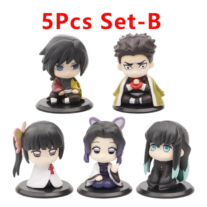 Demon Slayer Figure Set – 15pcs Q Version Sitting Figures, PVC Colecionável