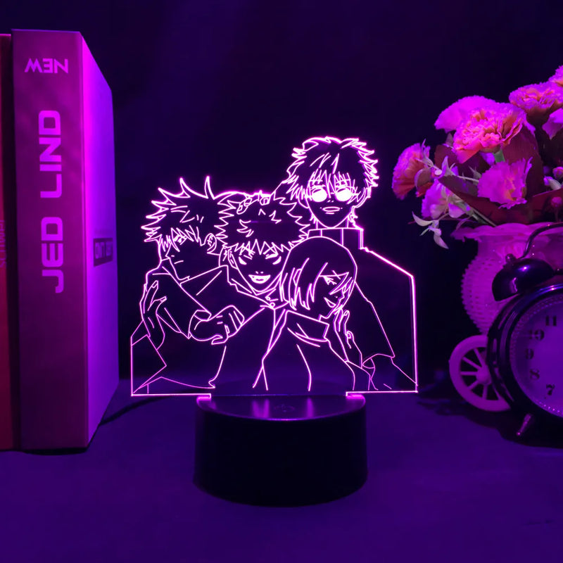 Luminária 3D LED Jujutsu Kaisen – Gojo, Sukuna e Megumi