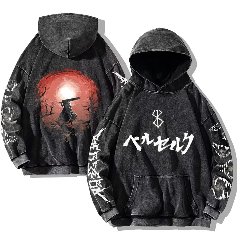 Moletom Oversized Berserk Estilo Gothic Vintage Harajuku Unissex