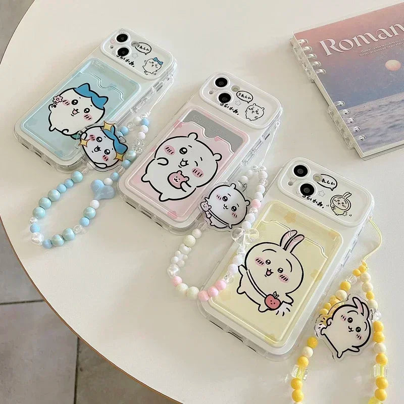 Case Chiikawa – Carteira + Cordão | Estilo Kawaii & Funcionalidade Premium para iPhone