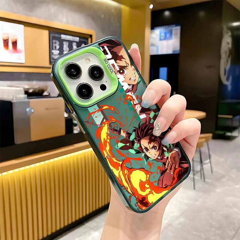Case Demon Slayer – Silicone Matte Shockproof para iPhone | Estilo Anime & Proteção Reforçada