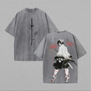 Camiseta Oversized Demon Slayer Kochou Shinobu Estilo Vintage Manga Unissex