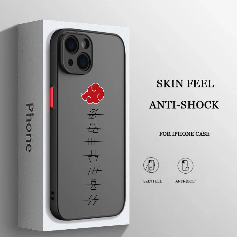 Case Naruto – Nuvem Vermelha Matte Transparente para iPhone | Estilo Premium & Proteção Leve