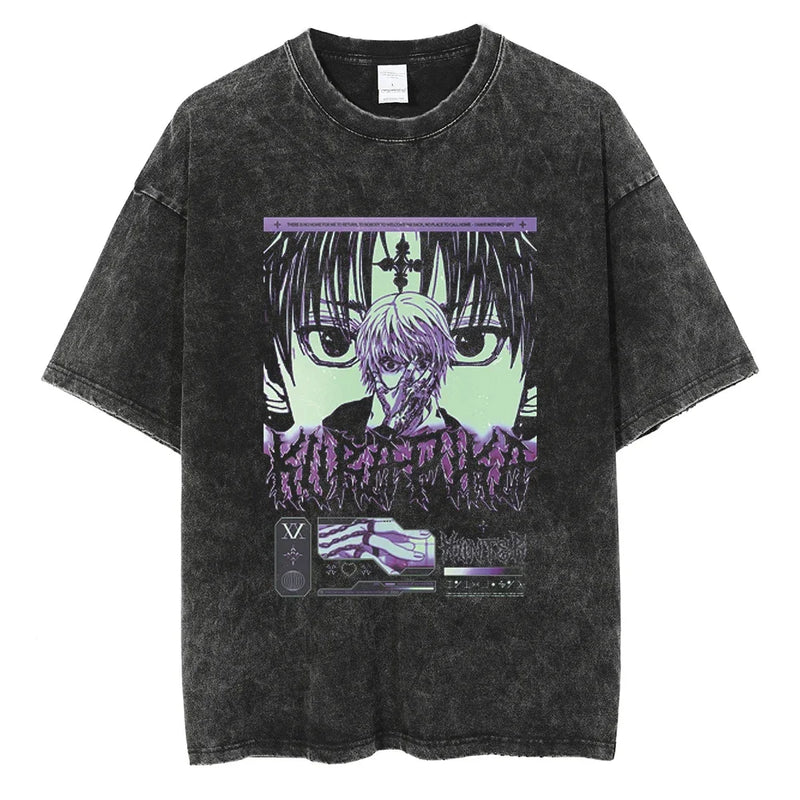 Camiseta Oversized Hunter×Hunter Kurapika Estilo Streetwear Vintage Unissex
