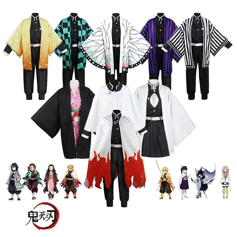 Kimono Demon Slayer – Zenitsu / Giyu / Tanjiro / Nezuko | Cosplay Adulto e Infantil | Anime Kimetsu no Yaiba