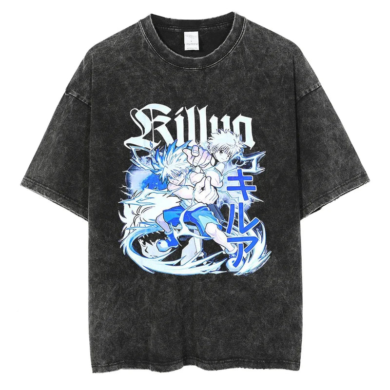 Camiseta Oversized Hunter×Hunter Kurapika Estilo Streetwear Vintage Unissex