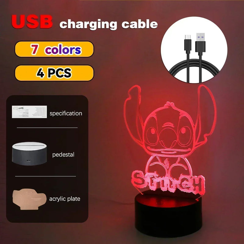 LED Night Light Illusion – Stitch 3D Lamp
