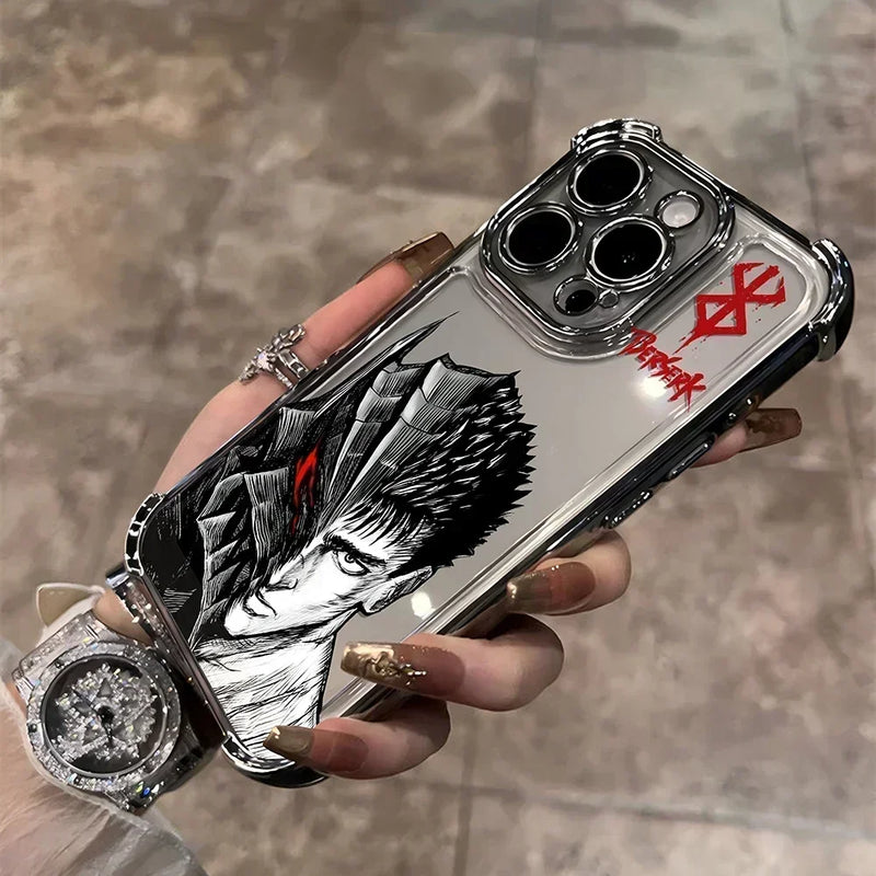 Case Berserk Guts – Anti-Impacto Airbag para iPhone | Acabamento Premium Plating & Estilo Anime