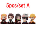 Demon Slayer Figure Set – 10pcs Q Version Sitting Figures, PVC Colecionável