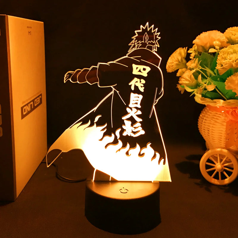 Luminária 3D LED Naruto – Minato Namikaze (Relâmpago Amarelo de Konoha)