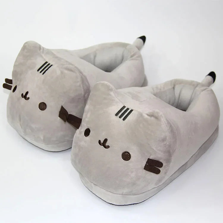 Pantufa Unissex Gato Cartoon Plush Quente Inverno Indoor"