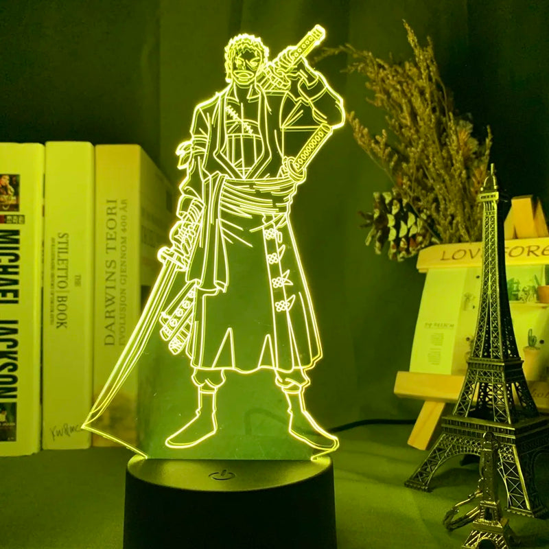 Anime ONE PIECE Led Acrylic Stand Kids Night Light Zoro Luffy Nami Action Figure for Child Bedroom Decoration Desk 3d Lamp Gift