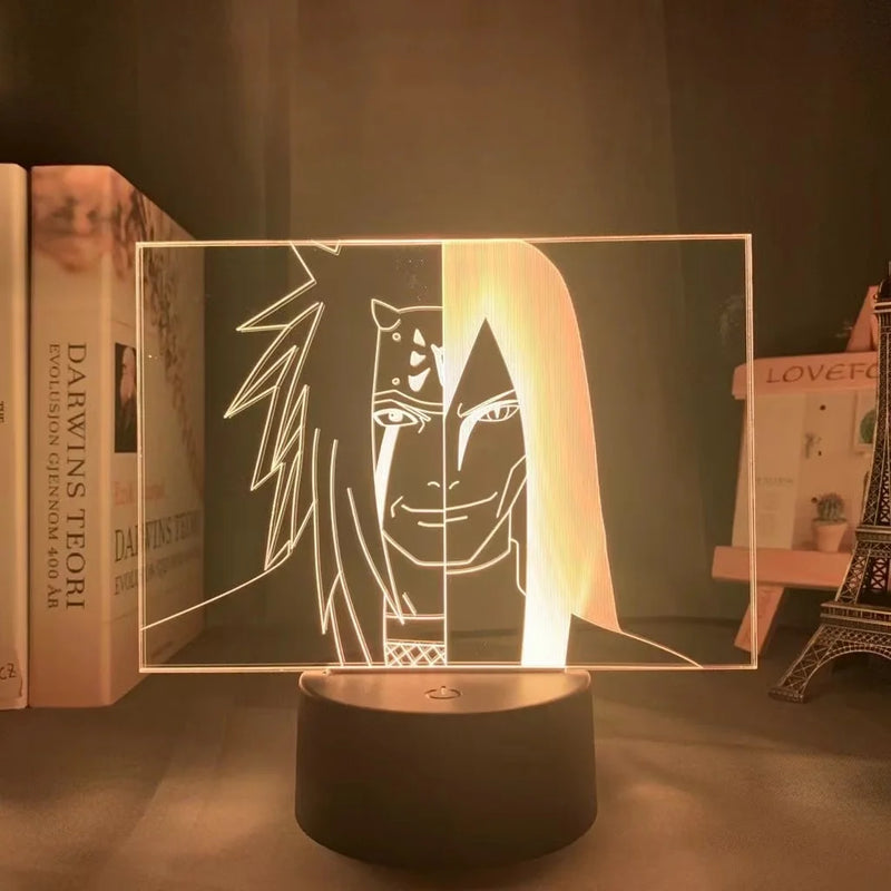 Luminária 3D LED Naruto – Minato Namikaze (Relâmpago Amarelo de Konoha)