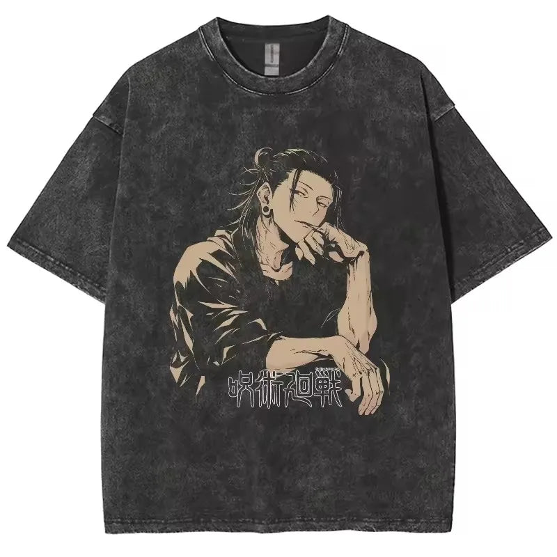 Camiseta Jujutsu Kaisen Gojo Satoru Estilo Vintage Unissex