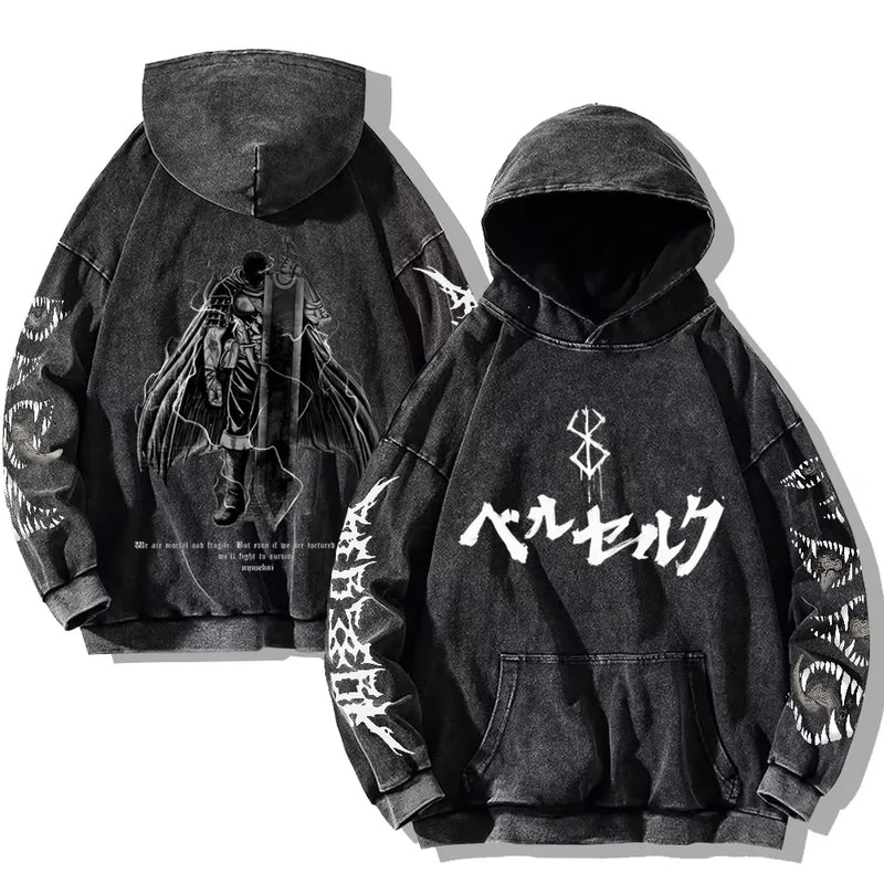Moletom Oversized Berserk Estilo Gothic Vintage Harajuku Unissex