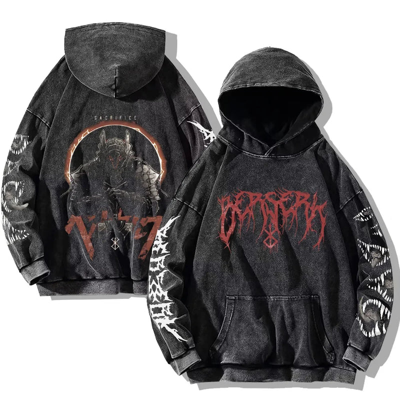 Moletom Oversized Berserk Estilo Gothic Vintage Harajuku Unissex