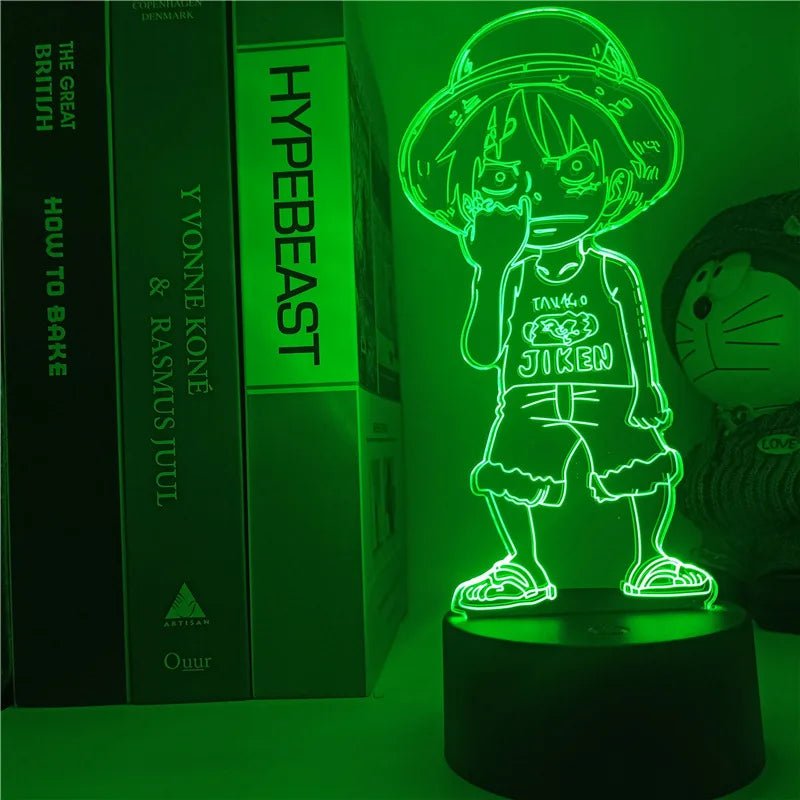 Anime ONE PIECE Led Acrylic Stand Kids Night Light Zoro Luffy Nami Action Figure for Child Bedroom Decoration Desk 3d Lamp Gift