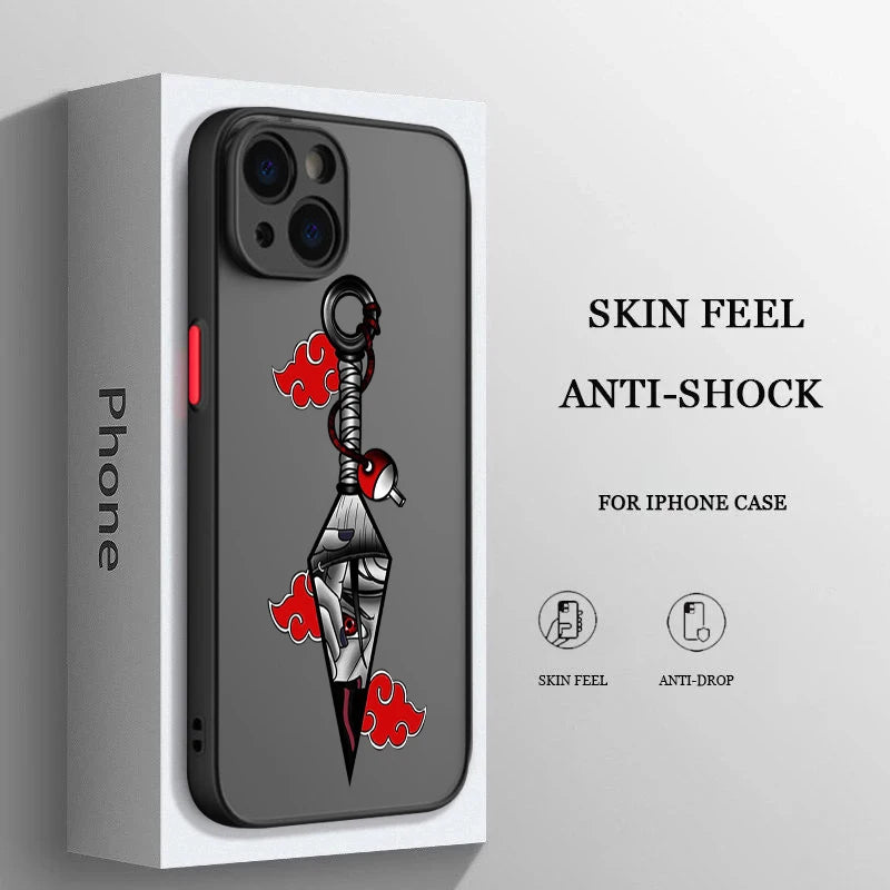 Case Naruto – Nuvem Vermelha Matte Transparente para iPhone | Estilo Premium & Proteção Leve