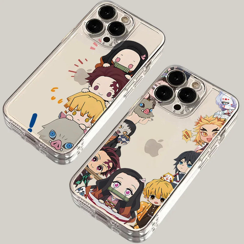 Case Demon Slayer Cute Edition – Transparente Premium para iPhone | TPU Flexível & Proteção