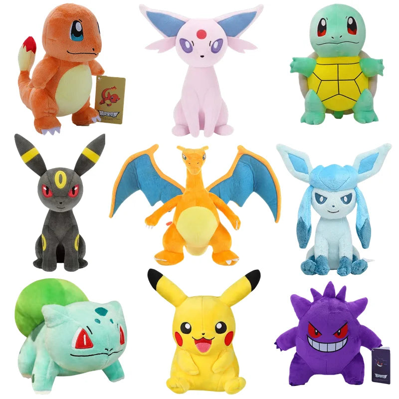 Pelúcia Pokémon – Pikachu / Charizard / Gengar / Squirtle / Eeveelutions 20cm | Fofas, Colecionáveis e Perfeitas para Presentear