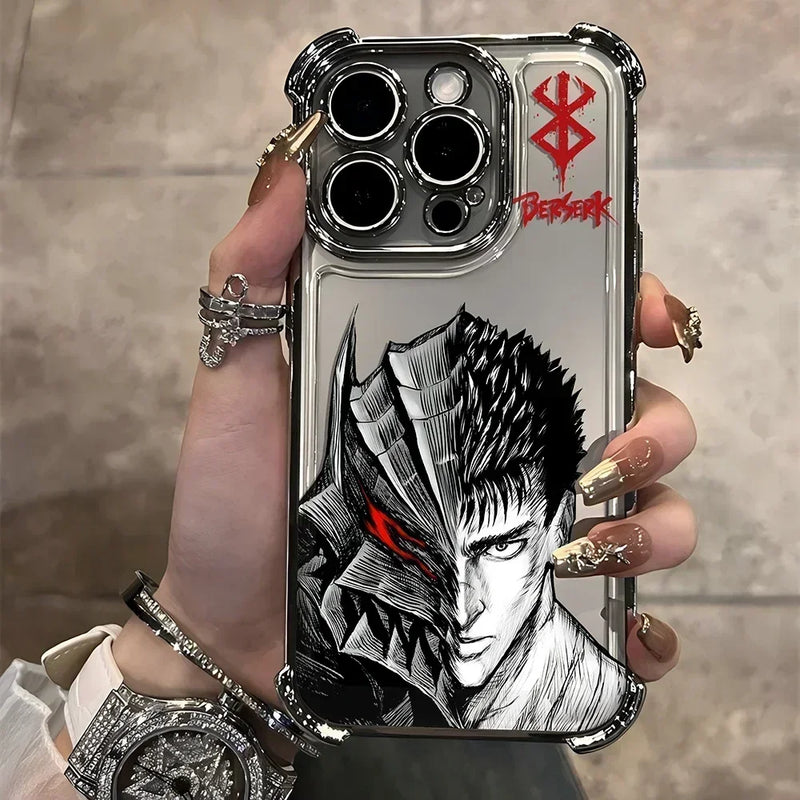 Case Berserk Guts – Anti-Impacto Airbag para iPhone | Acabamento Premium Plating & Estilo Anime