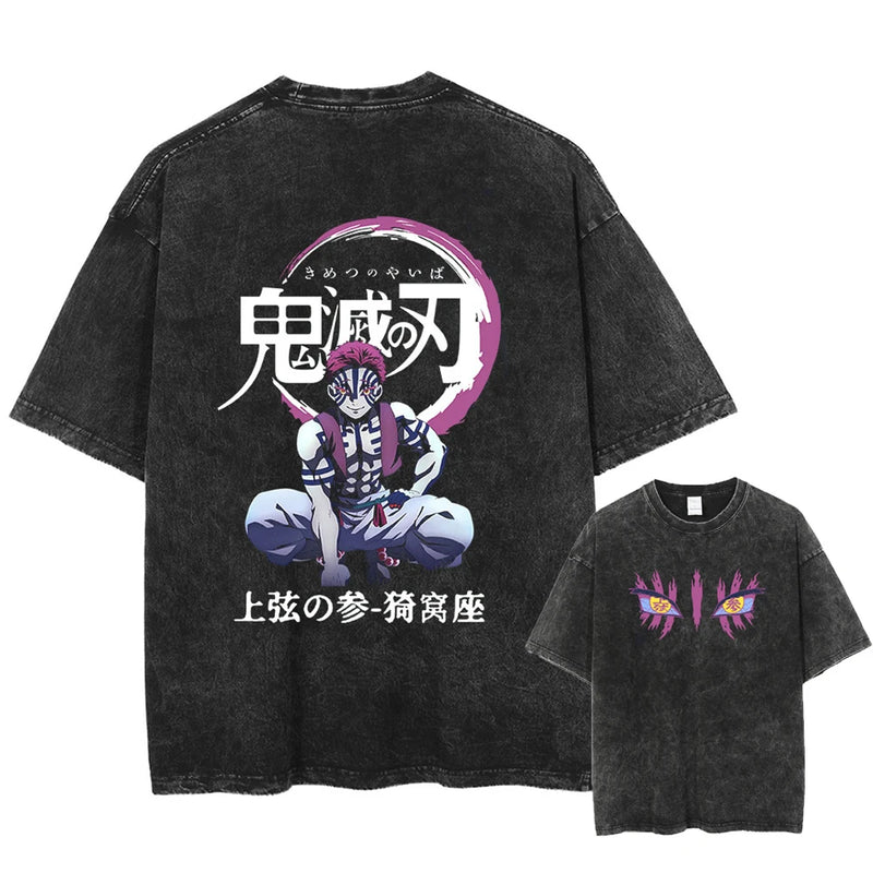 Camiseta Masculina Oversized Demon Slayer Rengoku Kyoujurou Estilo Harajuku Vintage