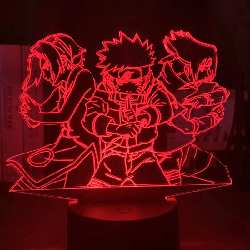 Luminária 3D LED Naruto Uzumaki – Time 7 (Sasuke, Kakashi, Naruto)